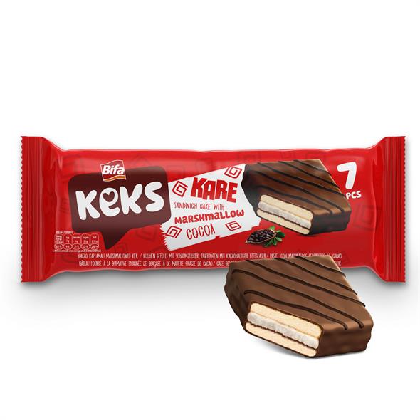 Bifa Keks Kare Kakaolu Marshmallowlu Sandviç Kek 175 gr x 2 Adet