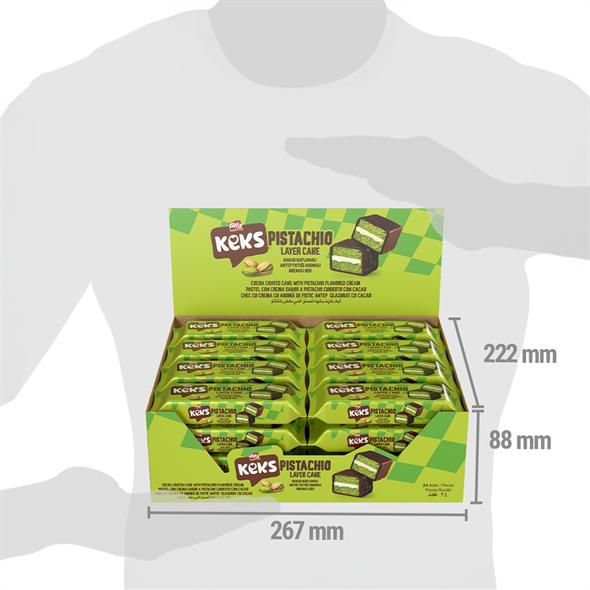 Bifa Keks Layer Kaplamalı Antep Fıstığı Aromalı Kremalı Kek 45 gr x 24 Adet