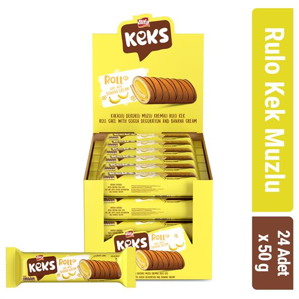 Bifa Keks Muzlu Kremalı Ve Kakao Dekorlu Rulo Kek 50 gr x 24 Adet
