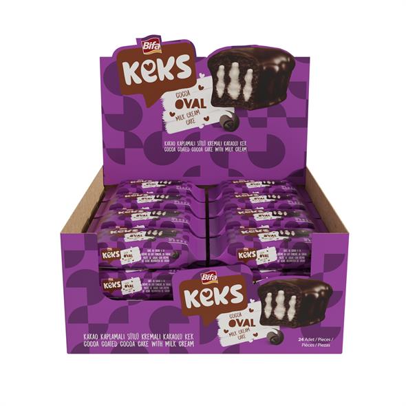 Bifa Keks Oval Kek Sütlü Kremalı Kakaolu 45 gr x 24 Adet