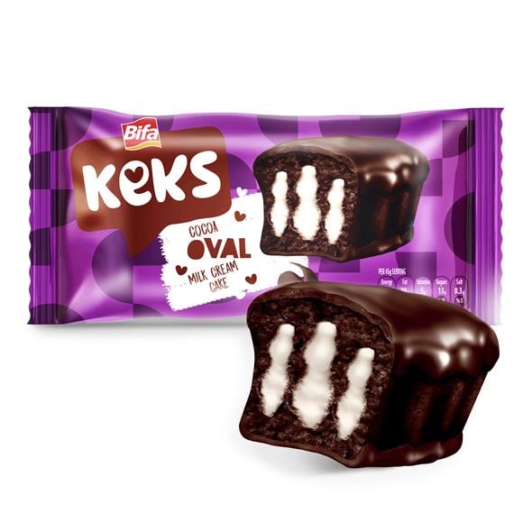Bifa Keks Oval Kek Sütlü Kremalı Kakaolu 45 gr x 24 Adet