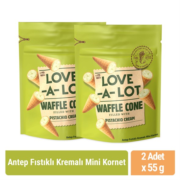 Love-A-Lot Antep Fıstıklı Kremalı Mini Kornet 55 gr x 2 Adet