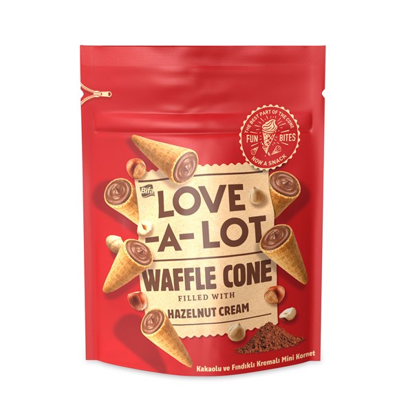 Love-A-Lot Kakaolu ve Fındıklı Kremalı Mini Kornet 55 gr x 2 Adet