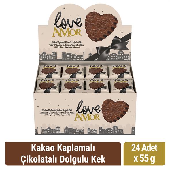 Bifa Love Amor Kaplamalı Çikolata Dolgulu Kek 55 gr x 24 Adet