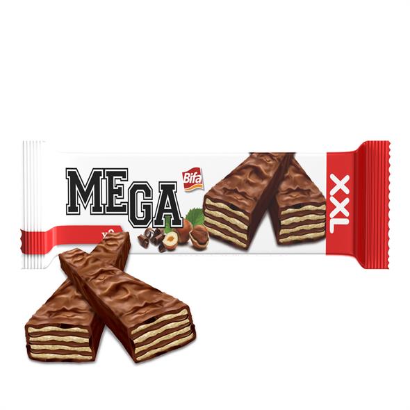 Bifa Mega Kaplamalı Fındıklı Kakao Kremalı Gofret 55 gr x 24 Adet