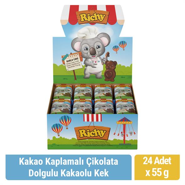 Bifa Richy Kaplamalı Çikolata Dolgulu Kakaolu Kek 55 gr x 24 Adet