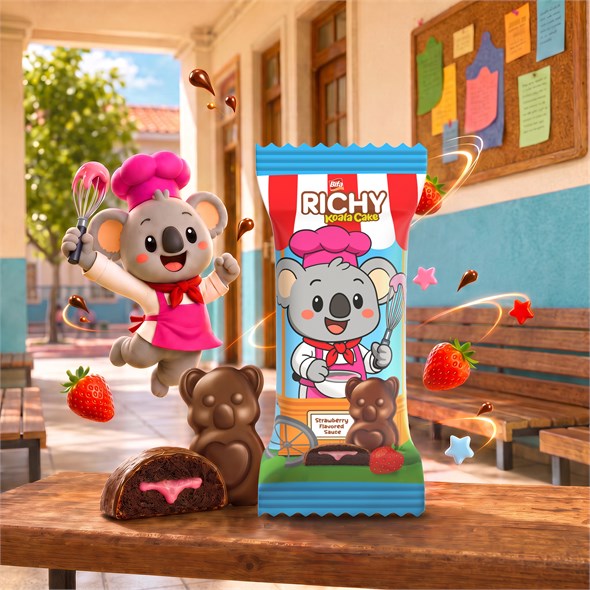 Bifa Richy Kaplamalı Çilekli Sos Dolgulu Kakaolu Kek 55 gr x 24 Adet