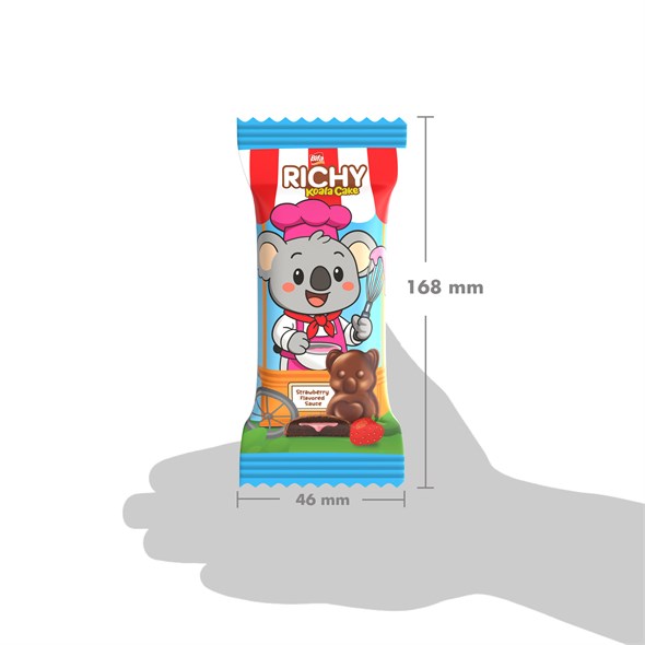 Bifa Richy Kaplamalı Çilekli Sos Dolgulu Kakaolu Kek 55 gr x 24 Adet