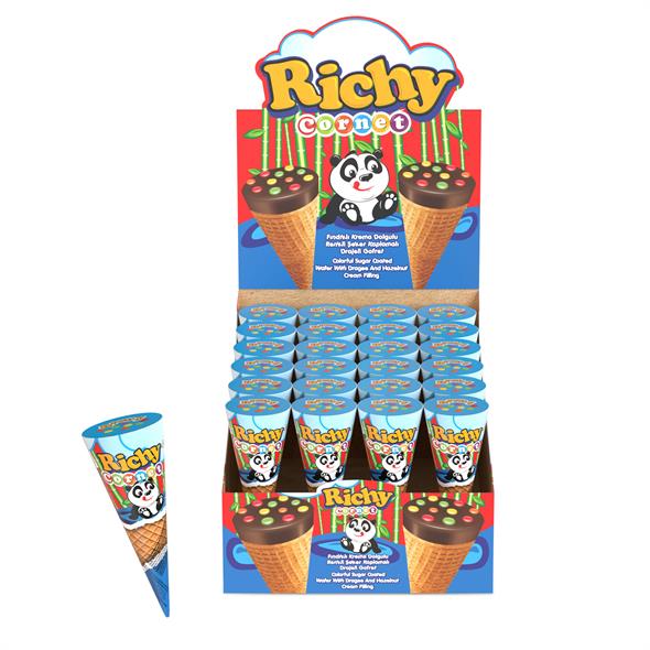 Bifa Richy Kornet Drajeli Fındık Krema Dolgulu Gofret 25 gr x 24 Adet