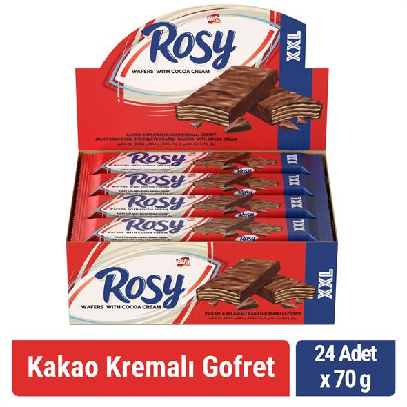 Bifa Rosy Kakao Kaplamalı Kakao Kremalı Gofret 70 gr x 24 Adet