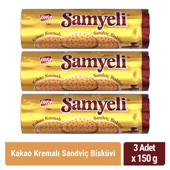 Bifa Samyeli Kakao Kremalı Sandviç Bisküvi  150 gr x 3 Adet
