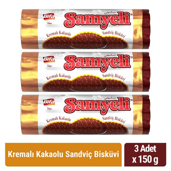 Bifa Samyeli Kremalı Kakaolu Sandviç Bisküvi 150 gr 3 Adet