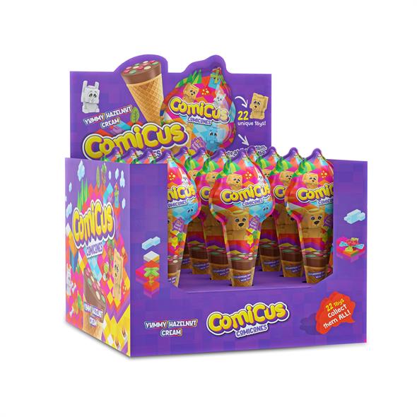 Comicus Süpriz Oyuncaklı Fındık Dolgulu Drajeli Kornet 25gr x 12 adet
