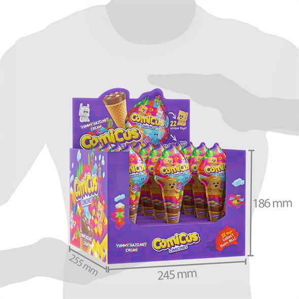 Comicus Süpriz Oyuncaklı Fındık Dolgulu Drajeli Kornet 25gr x 12 adet