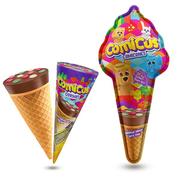 Comicus Süpriz Oyuncaklı Fındık Dolgulu Drajeli Kornet 25gr x 12 adet