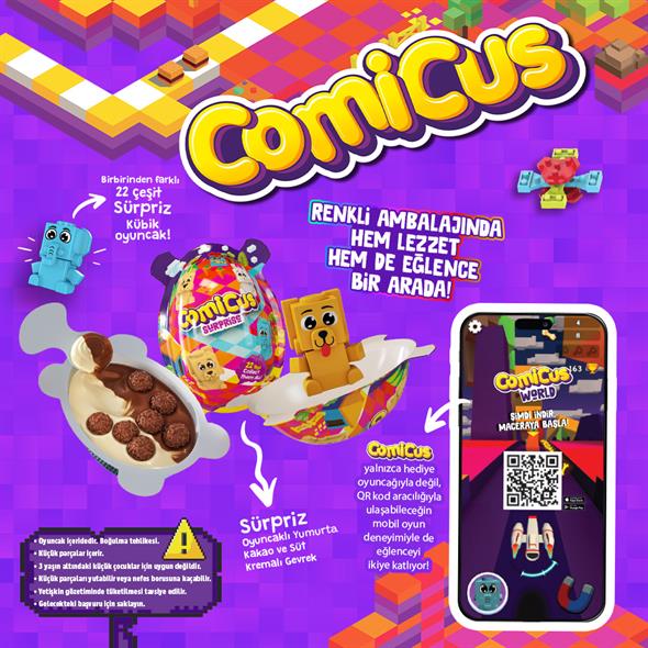 Comicus Surprise Oyuncaklı Sürpriz Yumurta Kakao ve Süt Kremalı Gevrek 20gr x 4 adet
