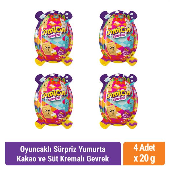 Comicus Surprise Oyuncaklı Sürpriz Yumurta Kakao ve Süt Kremalı Gevrek 20gr x 4 adet