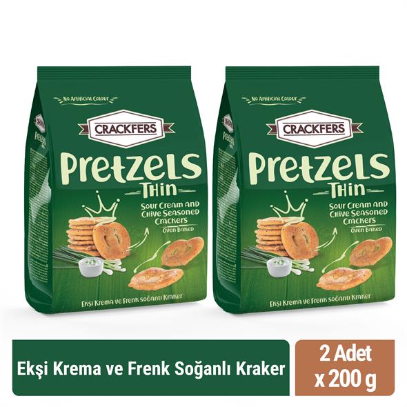 Crackfers Pretzel Ekşi Krema ve Frenk Soğanlı 200 gr x 2 adet