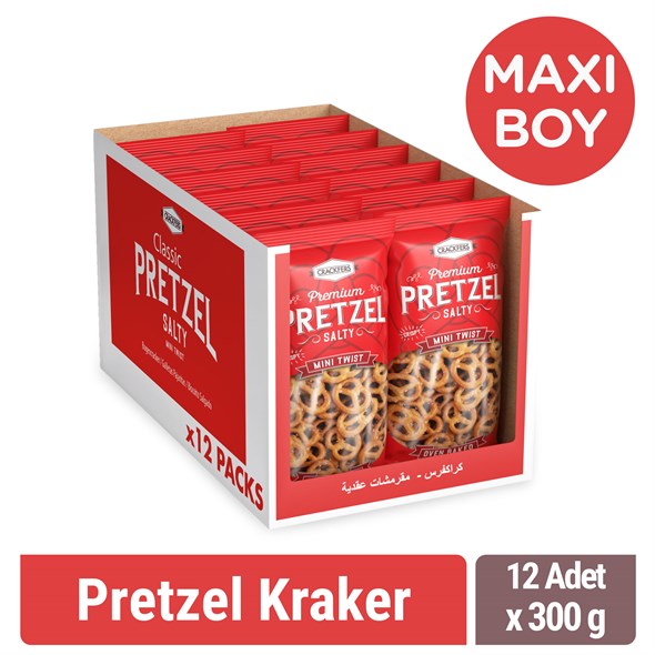 Crackfers Pretzel Maxi Boy Kraker 300 gr x 12 Adet