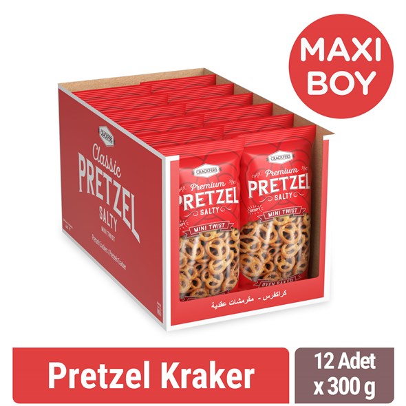 Crackfers Pretzel Maxi Boy Kraker 300 gr x 12 Adet