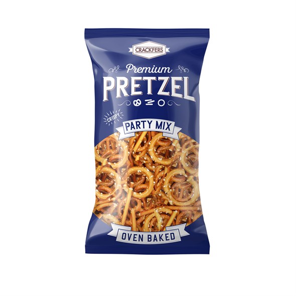 Crackfers Pretzel Tuzlu Mix Maxi Boy Kraker Kısa Çubuk - Fiyonk - Halka 300 gr x 12 Adet
