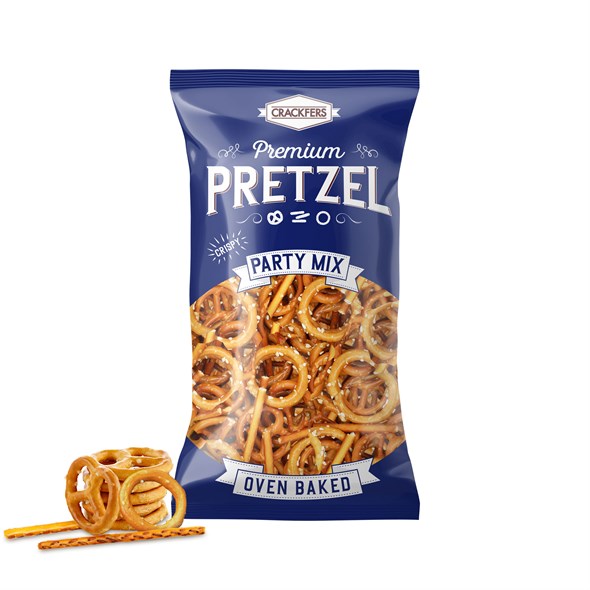 Crackfers Pretzel Tuzlu Mix Maxi Boy Kraker Kısa Çubuk - Fiyonk - Halka 300 gr x 12 Adet