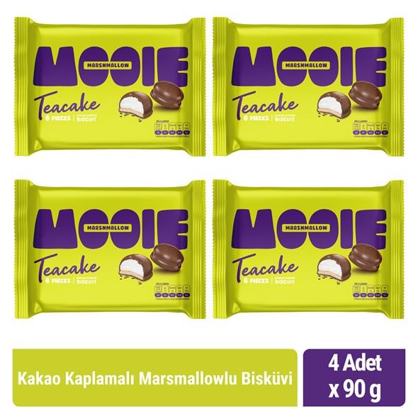 Mooie Kakao Kaplamalı Marshmallowlu Bisküvi 90 gr x 4 Adet