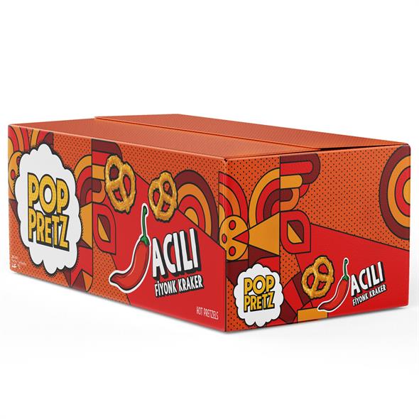 Poppretz Acılı Pretzel Kraker Acılı 50 gr x 24 Adet
