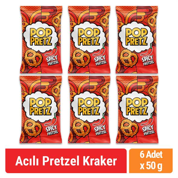 Poppretz Acılı Pretzel Kraker Acılı 50 gr x 6 Adet