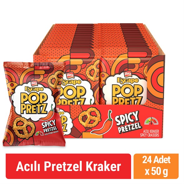 Poppretz Acılı Pretzel Kraker Acılı 50 gr x 24 Adet