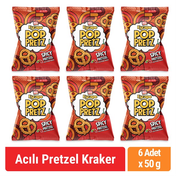 Poppretz Acılı Pretzel Kraker Acılı 50 gr x 6 Adet