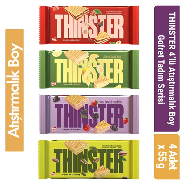 THINSTER 4lü Atıştırmalık Boy Gofret Tadım Serisi