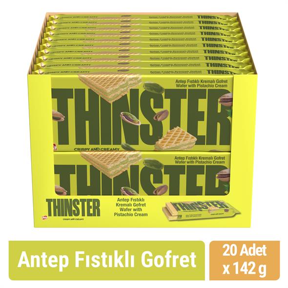 Thinster Antep Fıstıklı Kremalı Büyük Boy Gofret 142 gr x 20 adet