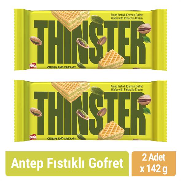 Thinster Antep Fıstıklı Kremalı Büyük Boy Gofret 142 gr x 2 adet