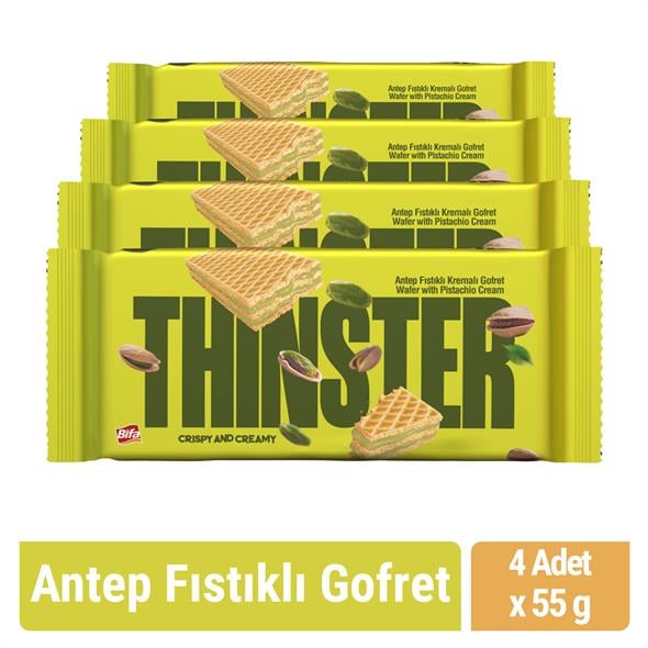 Thinster Antep Fıstıklı Kremalı Gofret 55 gr x 4 adet