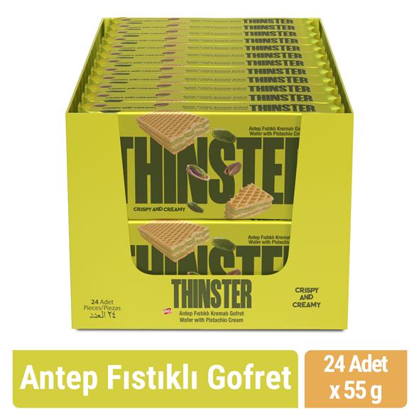 Thinster Antep Fıstıklı Kremalı Gofret 55 gr x 24 adet