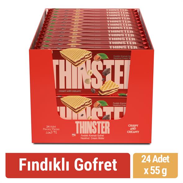 Thinster Fındık Kremalı Gofret 55 gr x 24 adet
