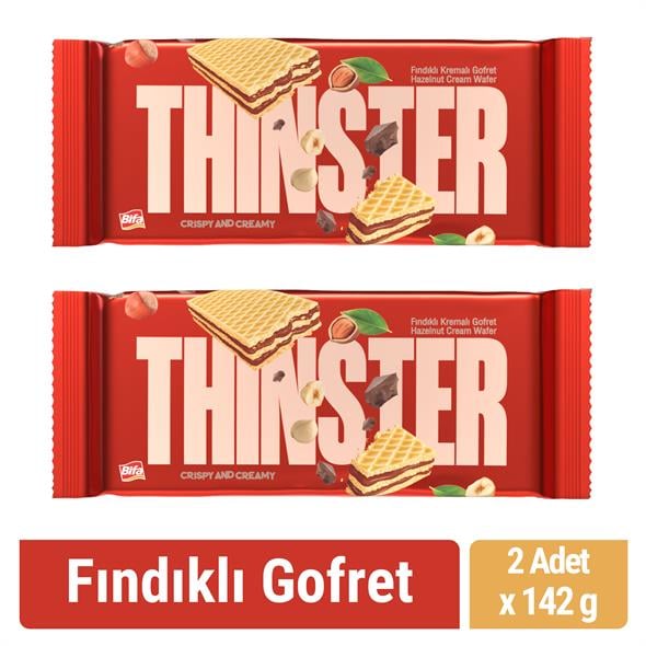 Thinster Fındıklı Kremalı Büyük Boy Gofret 142 gr x 2 adet