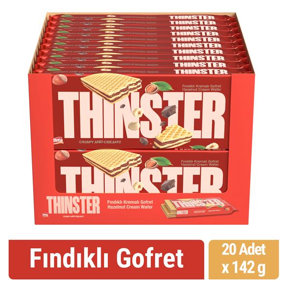 Thinster Fındıklı Kremalı Büyük Boy Gofret 142 gr x 20 adet