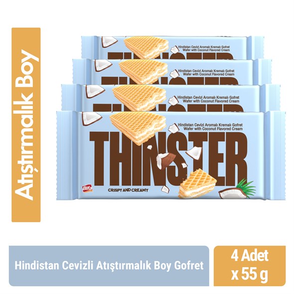 Thinster Hindistan Cevizli Kremalı Gofret 55 gr x 4 adet