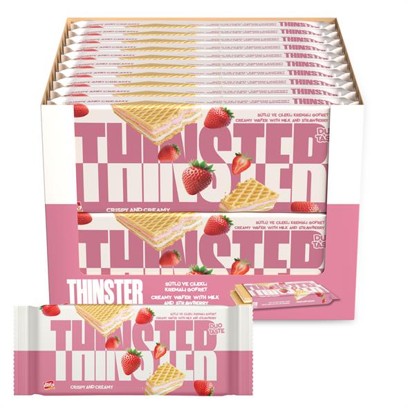 Thinster Sütlü Ve Çilekli Kremalı Büyük Boy Gofret 142 gr x 20 adet