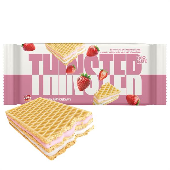Thinster Sütlü Ve Çilekli Kremalı Büyük Boy Gofret 142 gr x 2 adet