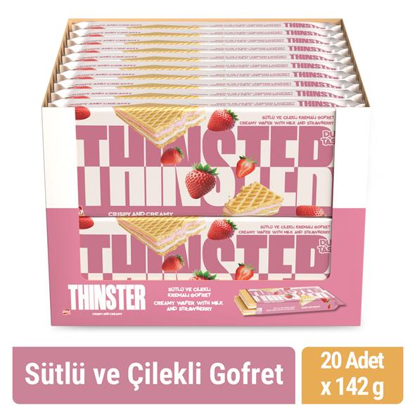 Thinster Sütlü Ve Çilekli Kremalı Büyük Boy Gofret 142 gr x 20 adet