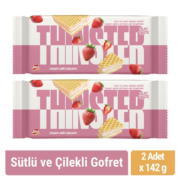 Thinster Sütlü Ve Çilekli Kremalı Büyük Boy Gofret 142 gr x 2 adet