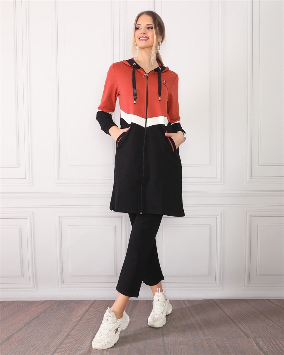 3568795 - Bayan Garnili Tesettür Tunik Eşofman Takımı -westbound