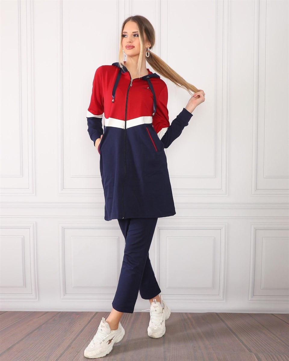 2301564 - Bayan Garnili Tesettür Tunik Eşofman Takımı -westbound