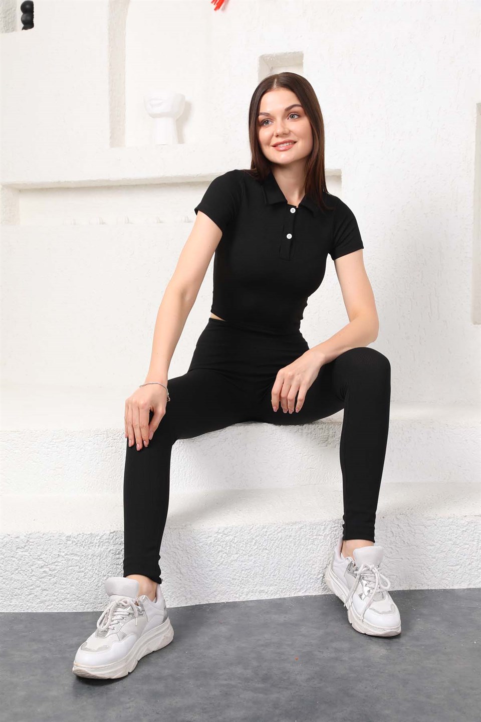 Aff-Fit-003 - Fitilli Kadın Günlük  Siyah Tayt -westbound