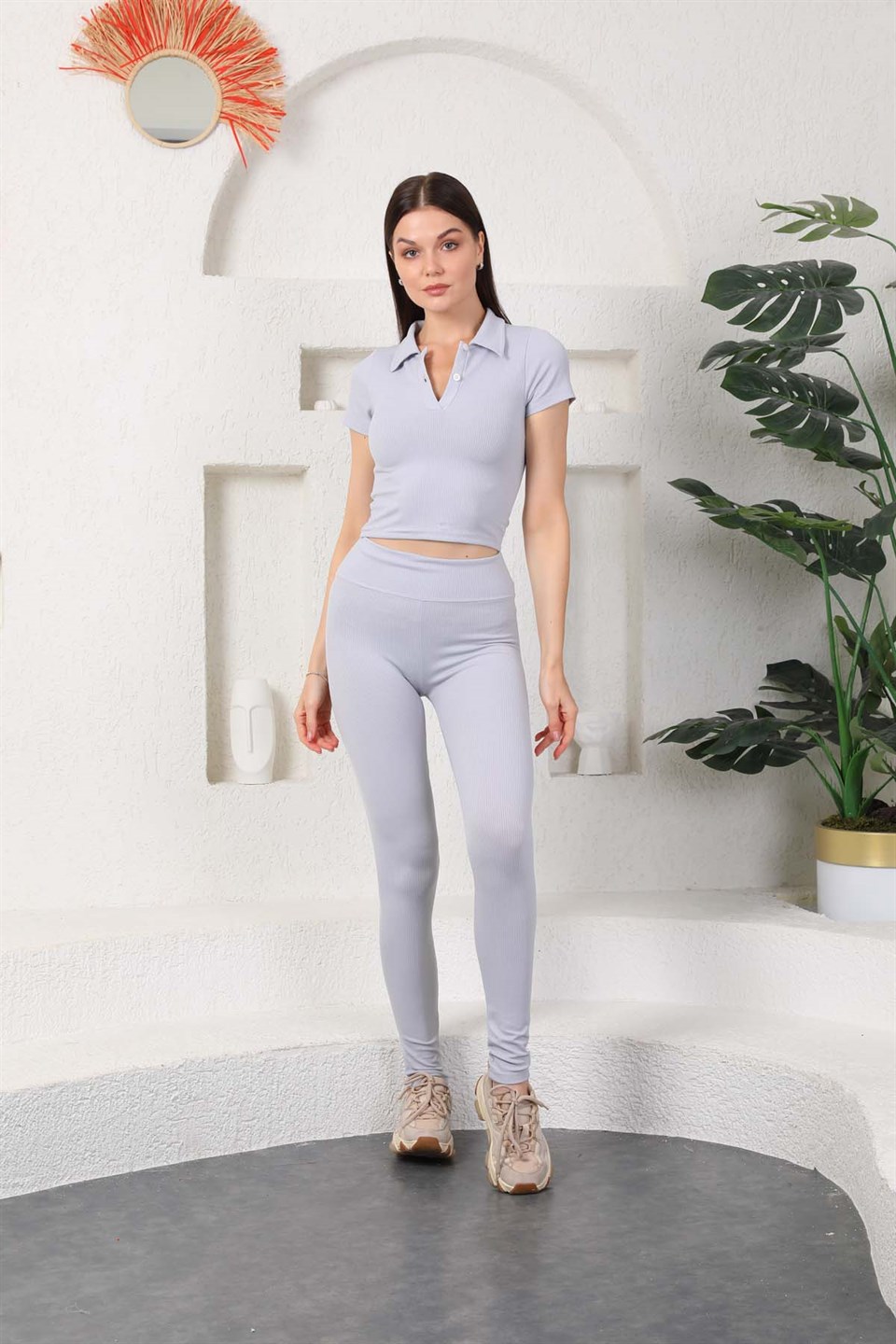 Aff-Fit-003 - Fitilli Kadın Günlük Tayt - Buz Mavi -westbound