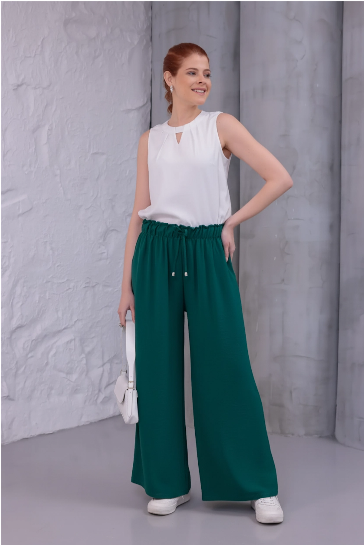 MLT-Pant-03 - Kadın Bol Paça Yazlık Plaj Model Pantolon -westbound