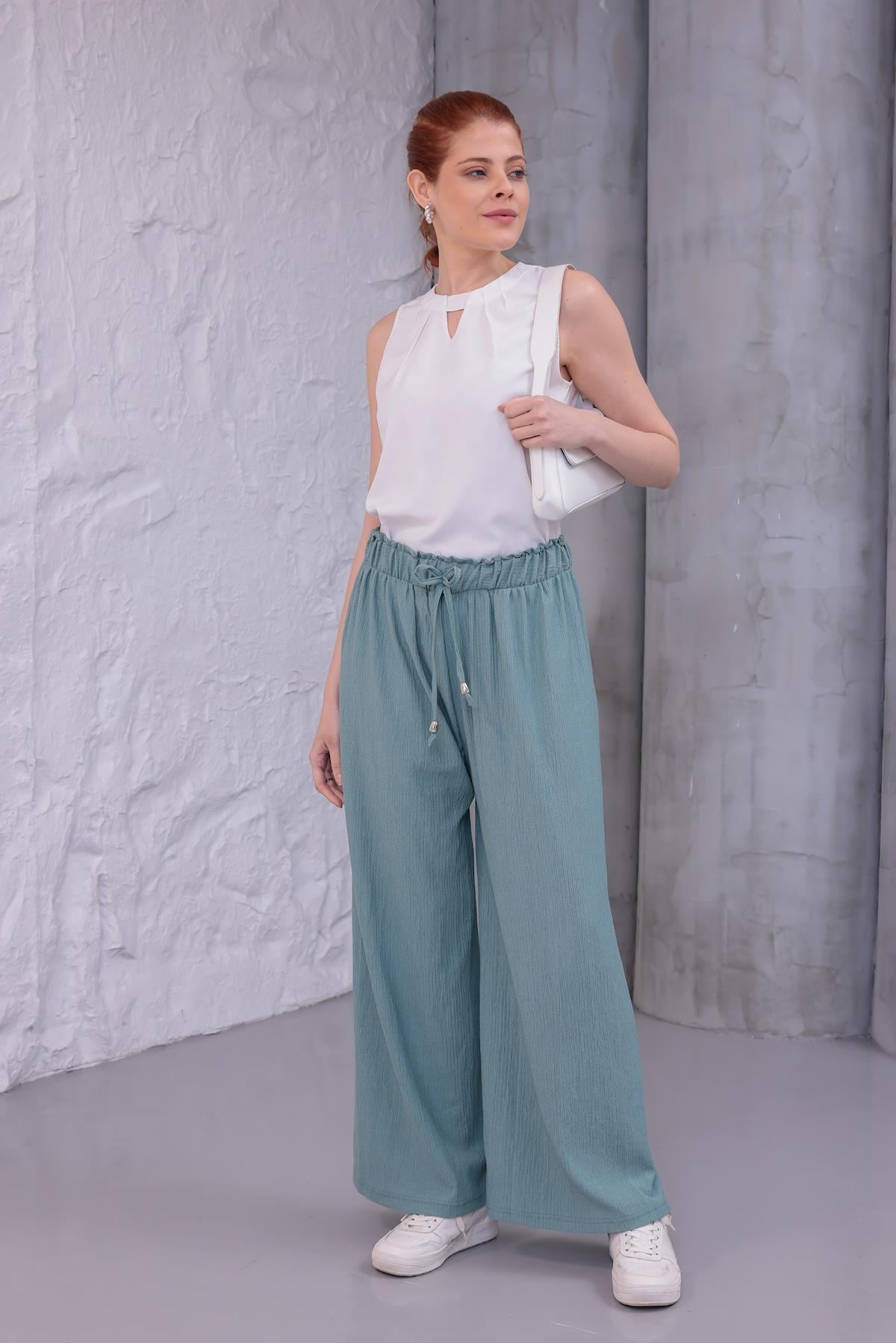 MLT-Pant-03 - Kadın Bol Paça Yazlık Plaj Model Pantolon -westbound